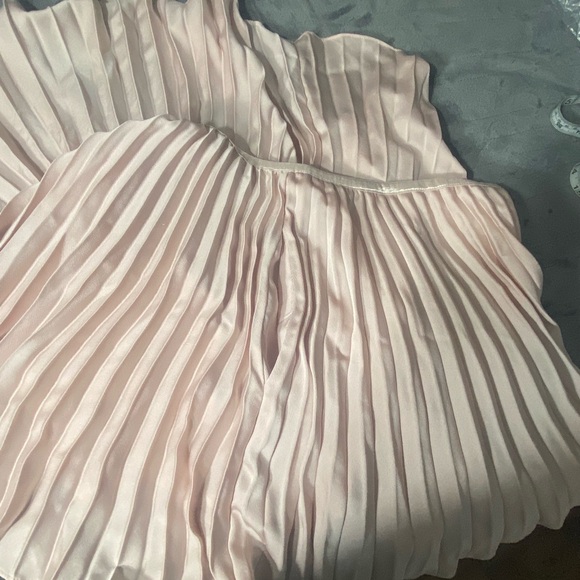 Anthropologie Pleated Satin Mini Skirt Shorts Women’s XXL Pink Rose Skort Pocket - Picture 8 of 9